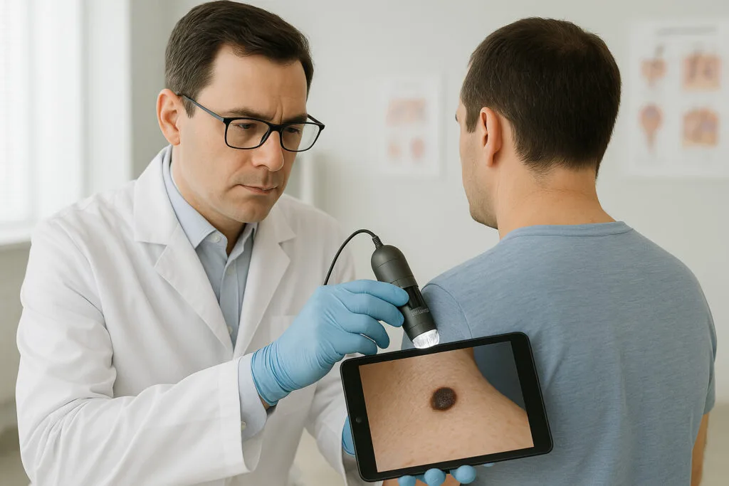 dino-lite skin examination with tablet